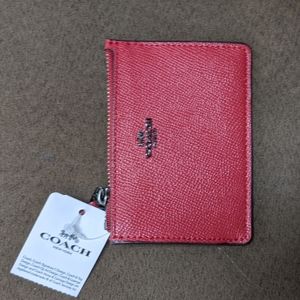 Coach mini skinny ID case in red apple